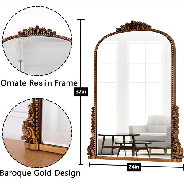 House of Hampton® Euri Antiqued Arch Wall Mirror Decorative Vintage — free download